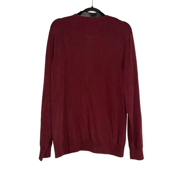 NWT INC International Concepts Men Zip Up Faux Leather Trim Burgundy Cardigan L - Picture 3 of 7